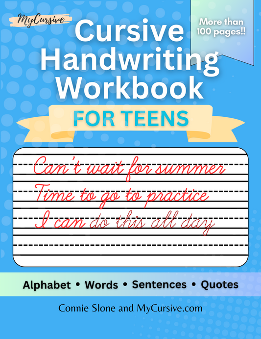 Digital Cursive Handwriting Workbook for Teens